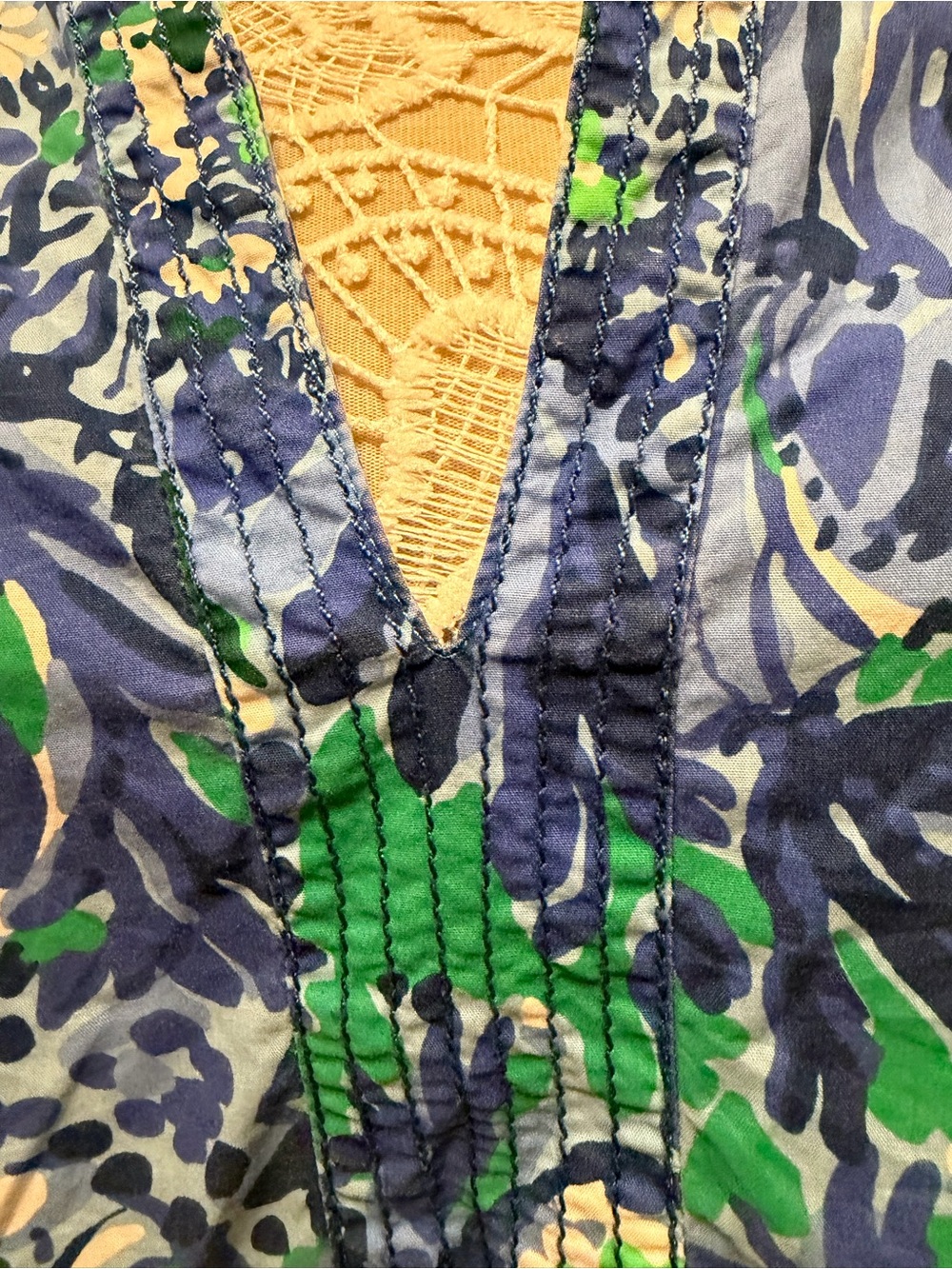 Lilly Pulitzer Floral V-Neck Long-Sleeve Blouse in Blue and Green - Picture 2 of 5